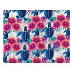 Tropical Flowers Turtles CBDOilPrincess Edf1ea6f-2cc5-4f0b-a5cc-9c146c7d79e4 Double Sided Flano Blanket (Large) 