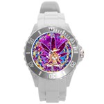 Psychedelic Meditation  CBDOilPrincess  71bfb2da-e92a-4d84-8ee3-468fa9cd04c2 Round Plastic Sport Watch (L)