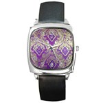 Purple & Gold  CBDOilPrincess E70d1a7c-502f-48a3-839e-eea25bfe4633 Square Metal Watch