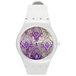 Purple & Gold  CBDOilPrincess E70d1a7c-502f-48a3-839e-eea25bfe4633 Round Plastic Sport Watch (M)