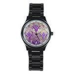 Purple & Gold  CBDOilPrincess E70d1a7c-502f-48a3-839e-eea25bfe4633 Stainless Steel Round Watch