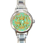 420 Golden Marijuana Leaves CBDOilPrincess 4620c7f7-26fd-4a03-a44e-12e7042c7a06 Round Italian Charm Watch