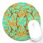 420 Golden Marijuana Leaves CBDOilPrincess 4620c7f7-26fd-4a03-a44e-12e7042c7a06 Round Mousepads