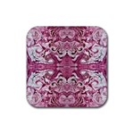 Pink marbling symmetry Rubber Coaster (Square) 