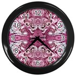 Pink marbling symmetry Wall Clock (Black)