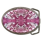 Pink marbling symmetry Belt Buckles