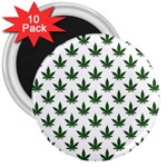 Weed at white, ganja leafs pattern, 420 hemp regular theme 3  Magnets (10 pack) 