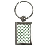 Weed at white, ganja leafs pattern, 420 hemp regular theme Key Chain (Rectangle)