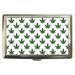 Weed at white, ganja leafs pattern, 420 hemp regular theme Cigarette Money Case