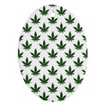 Weed at white, ganja leafs pattern, 420 hemp regular theme Oval Ornament (Two Sides)