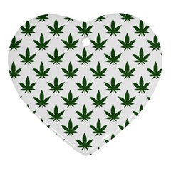 Weed at white, ganja leafs pattern, 420 hemp regular theme Heart Ornament (Two Sides) from ArtsNow.com Front