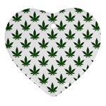 Weed at white, ganja leafs pattern, 420 hemp regular theme Heart Ornament (Two Sides)