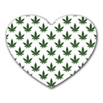 Weed at white, ganja leafs pattern, 420 hemp regular theme Heart Mousepads