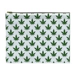 Weed at white, ganja leafs pattern, 420 hemp regular theme Cosmetic Bag (XL)