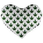 Weed at white, ganja leafs pattern, 420 hemp regular theme Large 19  Premium Flano Heart Shape Cushions