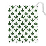 Weed at white, ganja leafs pattern, 420 hemp regular theme Drawstring Pouch (4XL)