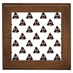 Happy poo pattern, funny emoji, emoticon theme, vector Framed Tile