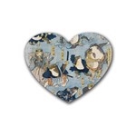 Famous heroes of the kabuki stage played by frogs  Heart Coaster (4 pack) 
