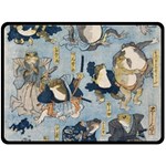 Famous heroes of the kabuki stage played by frogs  Fleece Blanket (Large) 