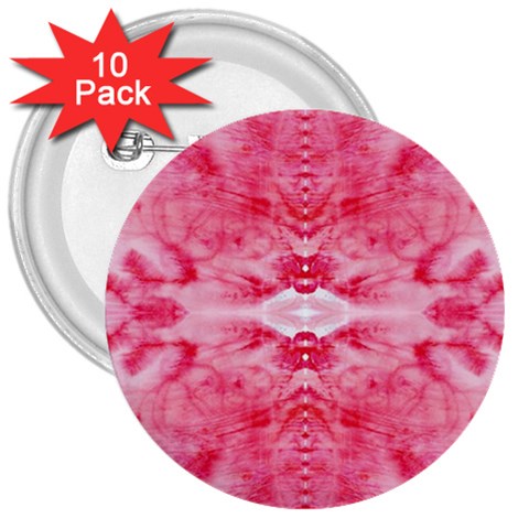 Pink Marbling Ornate 3  Buttons (10 pack)  from ArtsNow.com Front