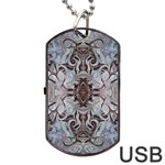 Turquoise Black Arabesque Repeats Dog Tag USB Flash (Two Sides)