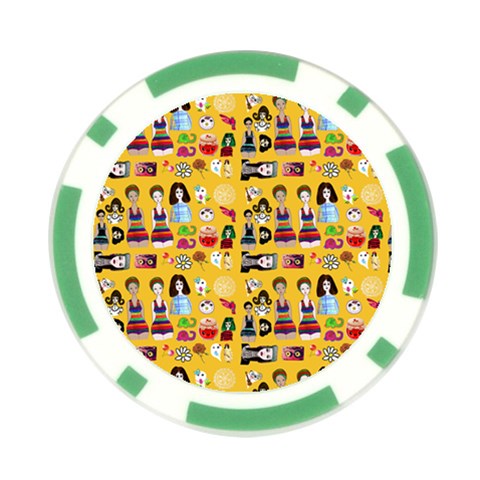 Drawing Collage Yellow Poker Chip Card Guard (10 pack) from ArtsNow.com Front