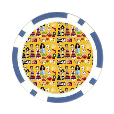 Drawing Collage Yellow Poker Chip Card Guard (10 pack) from ArtsNow.com Front