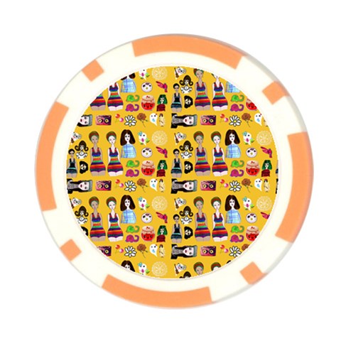 Drawing Collage Yellow Poker Chip Card Guard (10 pack) from ArtsNow.com Front