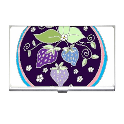 Strawberries on Lilac Business Card Holder from ArtsNow.com Front