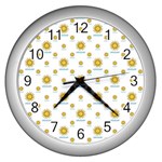 Uruguay Symbol Motif Pattern Wall Clock (Silver)