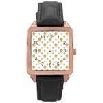 Uruguay Symbol Motif Pattern Rose Gold Leather Watch 