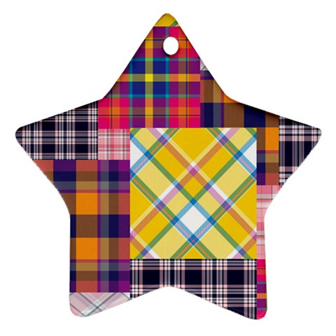 Checks Pattern Star Ornament (Two Sides) from ArtsNow.com Front