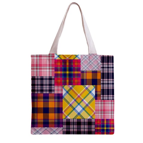 Checks Pattern Zipper Grocery Tote Bag from ArtsNow.com Front