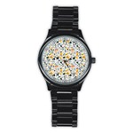 Abstract Seamless Pattern Stainless Steel Round Watch