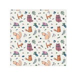 Funny Cats Small Satin Scarf (Square)