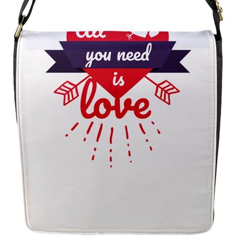 all you need is love Flap Closure Messenger Bag (S) from ArtsNow.com Front