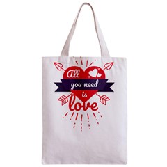 all you need is love Zipper Classic Tote Bag from ArtsNow.com Back