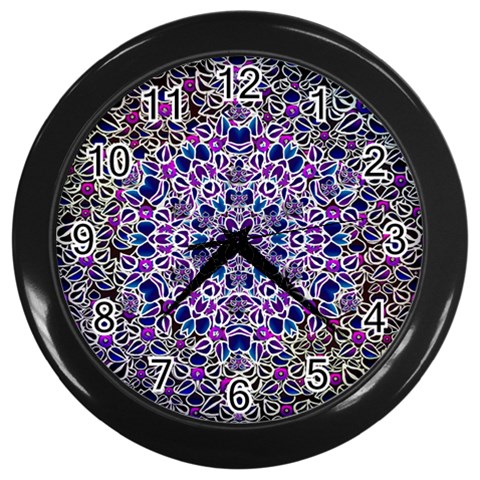 Digital Painting Drawing Of Flower Power Wall Clock (Black) from ArtsNow.com Front