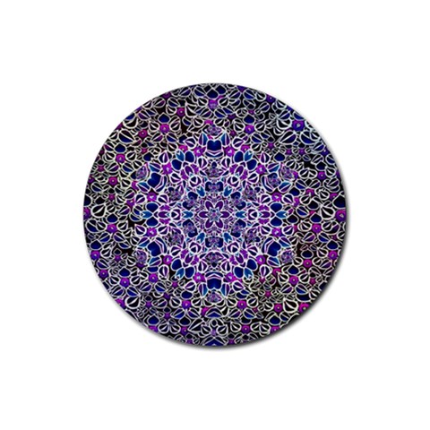 Digital Painting Drawing Of Flower Power Rubber Coaster (Round)  from ArtsNow.com Front