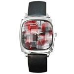 Abstract tiles, mixed color paint splashes, altered Square Metal Watch