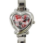 Abstract tiles, mixed color paint splashes, altered Heart Italian Charm Watch