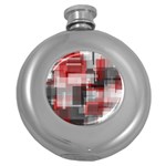 Abstract tiles, mixed color paint splashes, altered Round Hip Flask (5 oz)