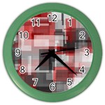 Abstract tiles, mixed color paint splashes, altered Color Wall Clock