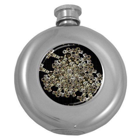 Industrial Heart Artwork Round Hip Flask (5 oz) from ArtsNow.com Front