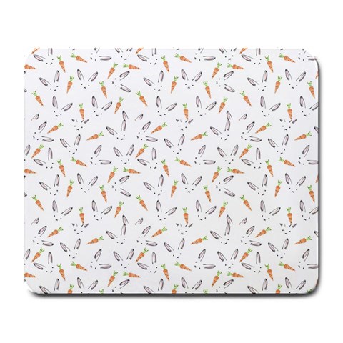Cute Bunnies and carrots pattern, light colored theme Large Mousepads from ArtsNow.com Front