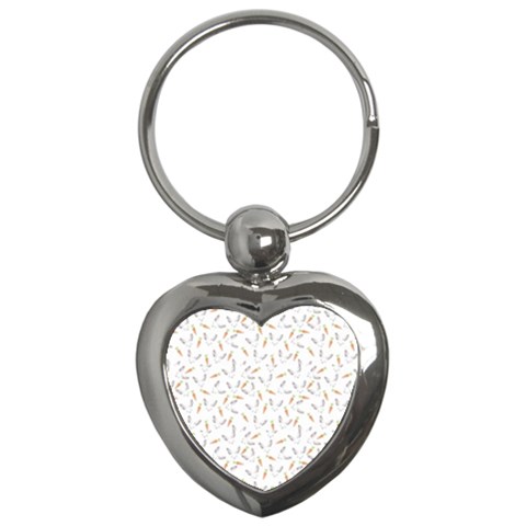 Cute Bunnies and carrots pattern, light colored theme Key Chain (Heart) from ArtsNow.com Front