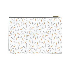 Cute Bunnies and carrots pattern, light colored theme Cosmetic Bag (Large) from ArtsNow.com Back
