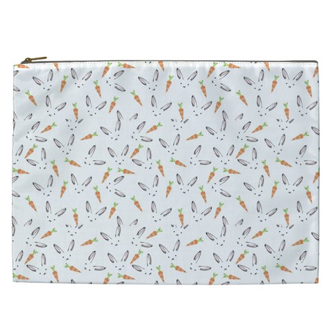 Cute Bunnies and carrots pattern, light colored theme Cosmetic Bag (XXL) from ArtsNow.com Front