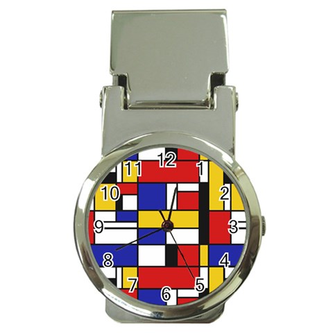 Stripes And Colors Textile Pattern Retro Money Clip Watches from ArtsNow.com Front