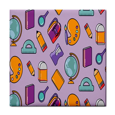 Back To School And Schools Out Kids Pattern Tile Coaster from ArtsNow.com Front